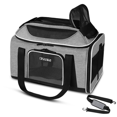 Top Expandable Small Pet Carrier 18"x11"x11" Airline Approved (18.0"L x 11.0"W x 11.0"H / Grey)