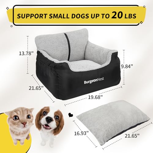 Dog Car Seat for Small Dogs & Cats Under 25 lbs (Black / Small)
