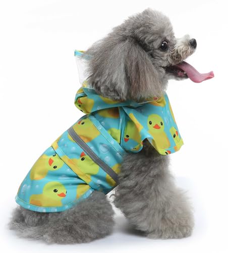 Dog Raincoat Hooded Reflective Waterproof Slicker Poncho (Duck / M(5-7 pound))