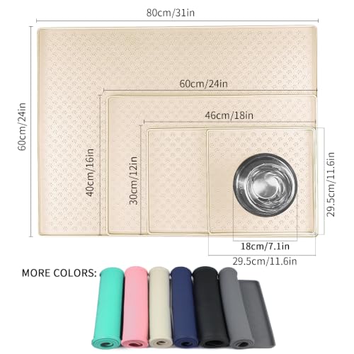 2 Pack Silicone Pet Placemat for Dog and Cat (18"L x 12"W - 2 Pack / Beige)