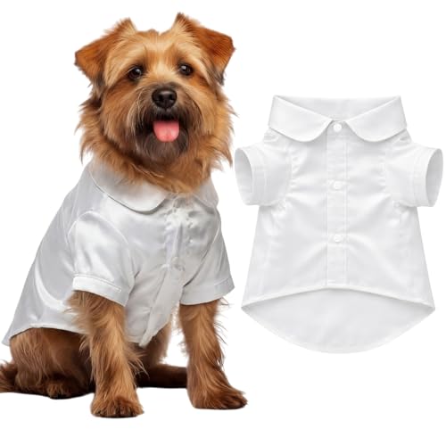 Dog Silk Pajamas Shirt Puppy Satin Pjs for Small Dog (M / White)