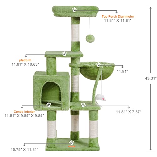Cat Tree with Toy (43.3 inch / Green)