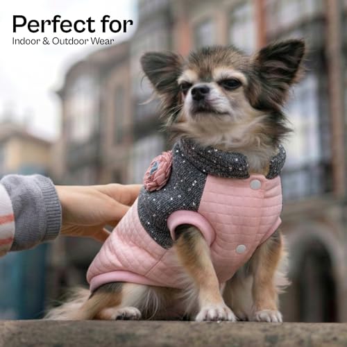 Christmas Dog Jacket (Medium / Fancy Flower Quilted Jacket Pink)