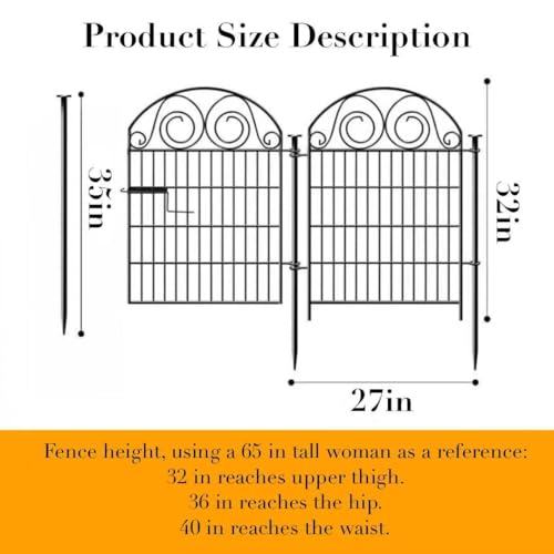 Tall Garden Animal Barrier Fence With Gate (32''(H)-8panels-17.5ft(L))