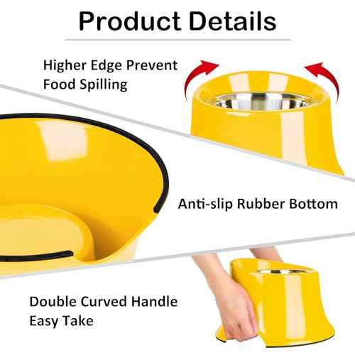 Non Slip Elevated Dog Bowl (L/3 Cup / Yellow)