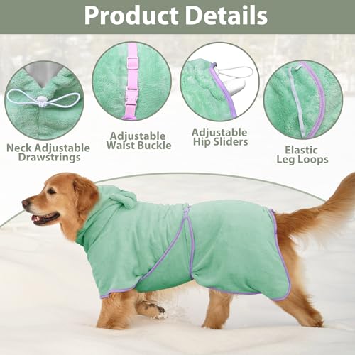 Dog Bathrobe Super Absorbent Towel Robe (Light Green / XX-Large)