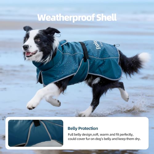 Dog Raincoat Adjustable Dog Rain Jacket Poncho with Leash Hole (Blue / XL:57-72 lbs)