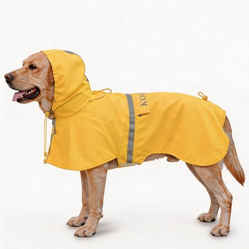 Dog Raincoat Waterproof Hooded (Yellow / 5XL-Fit for 77 to 99 pounds)