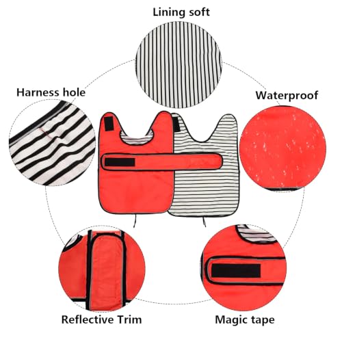 Dog Raincoat Corgi rain Coat pet Waterproof Jacket fit for Corgi Weiner Wide Body Long Back Breeds with Reflective Stripe Great Coverage red XS (X-Small / Red)