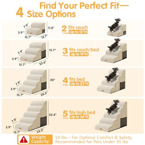 High Density Foam Dog Stairs 4 Tiers (Beige / 28.5*15.7*20.5)