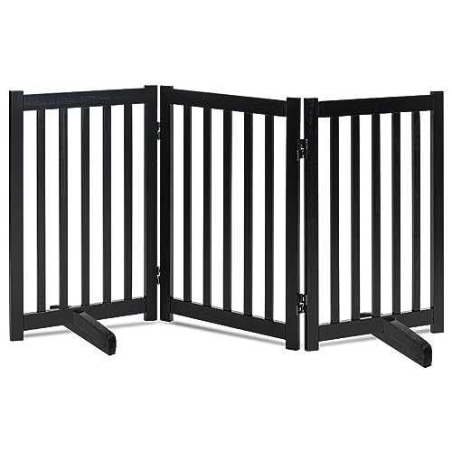 Wooden Free Standing Dog Gate 60" W x 30" H (Black / 60"W x 30"H)