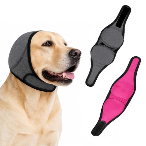 Dog Ear Muffs for Noise Protection (Magenta+grey / Medium)