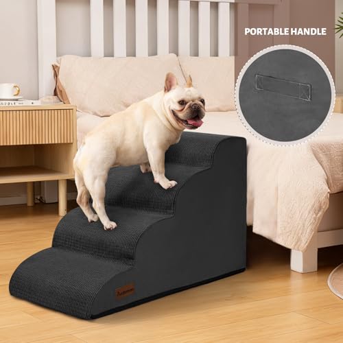 Dog Steps for Bed or Couch (Black / Standard 4-Step 17.4"H)