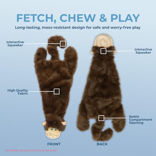 2-in-1 Stuffless Squeaky Dog Toy - Monkey, Large (Brown Monkey / Large)