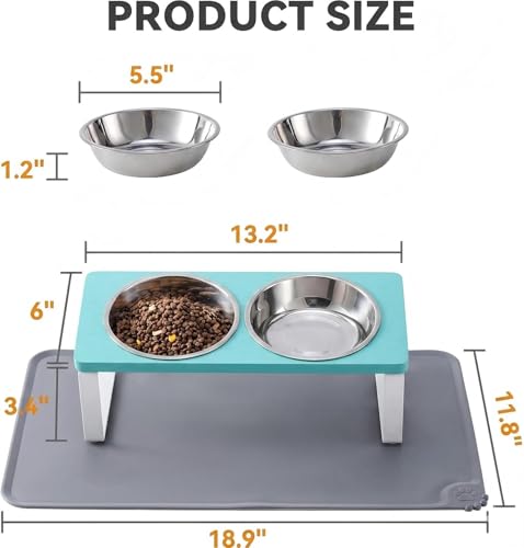 Upgraded Elevated Cat Bowls with Food Mat