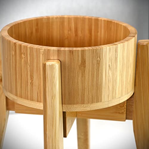 Elevated Dog Bowl for Mid (Height: 12" Bowl: 8" / Bamboo-N12)