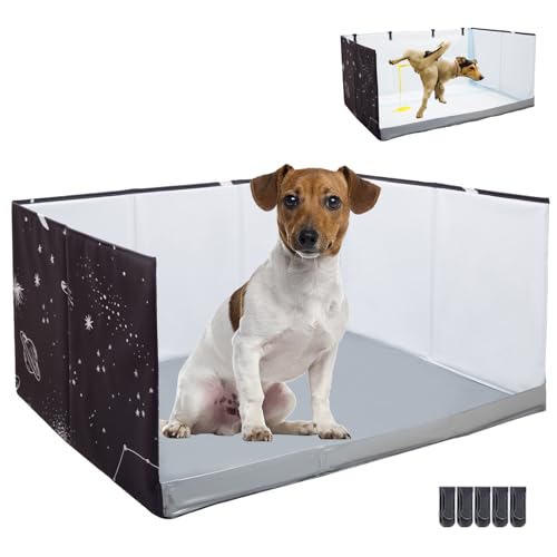 Dog Litter Box with High Walls (Black star / M-36''Lx23.6''Wx16''H)
