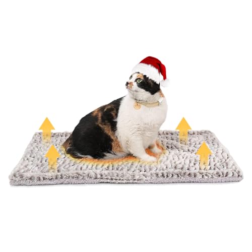 Self Warming Cat Bed Self Heating Cat Pad Pet Mat Indoor Outdoor (A: Light Grey / Medium)
