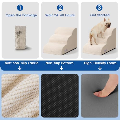 Dog Stairs for Small Dogs & Cats (Beige)