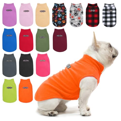 Dog Fleece Vest Sweater Winter Jacket for Small and Medium Dogs with D (Large / ORANGE)