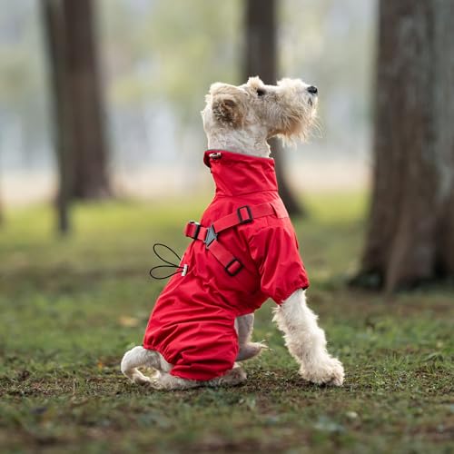 Waterproof Dog Raincoat (M Back Length 14.6" / Red)