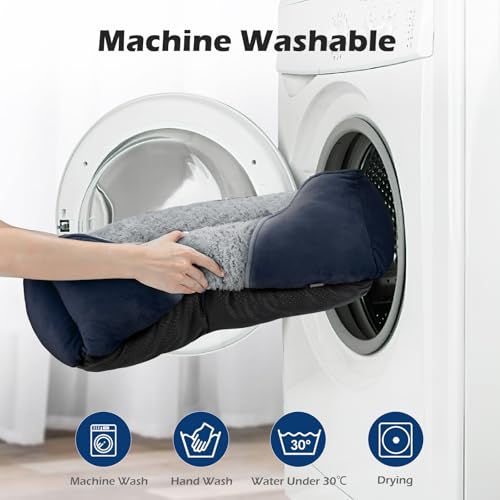 Large Dog Bed Rectangle Washable Orthopedic Soft Calming Sleeping Durable Pet Cuddler with Anti (L(30"x 24"x 9") / Navy)