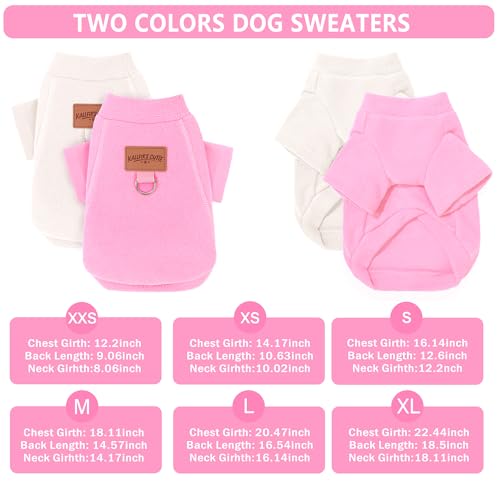 2 Pieces Dog Sweater Fleece Dog Winter Clothes for Small Dogs Boy Girl Turtleneck Puppy Sweatshirt Pet Clothing Pullover Sweaters Cat Apparel (Beige+Light Pink / Medium)