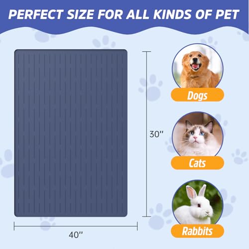 Large Dog Mats for Food and Water (Blue / 40"L x 30"W)