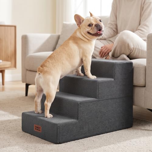 Dog Stairs for Bed 18" H (Grey / Extra Wide 16.5" x 28" x 18")