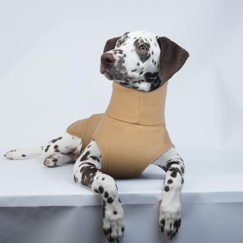 Dog Anxiety Jacket Vest with Hoodie Soft Ears Cover (L / LightKhaki)