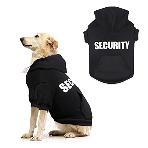 Security Dog Hoodie Dog Sweaters for Large Dogs Soft Brushed Fleece Clothes Hoodie Sweatshirt with Pocket (Large)