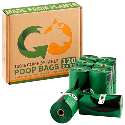 Certified Home Compostable Dog Poop Bags (Dark Green / 120 Count (Pack of 1))