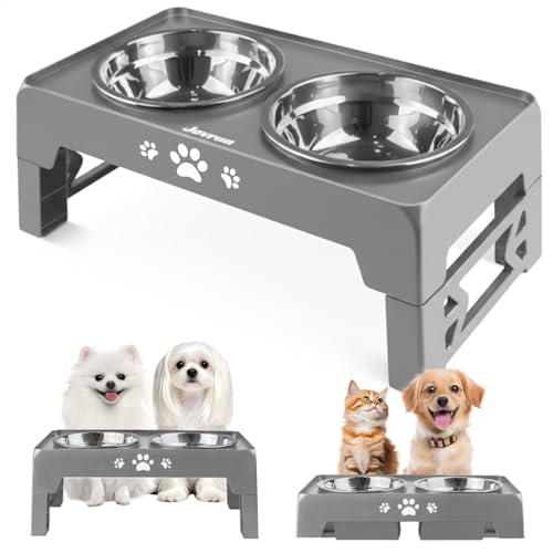 Elevated Dog Bowls for Small Dogs and Cats (for Small Dogs and Cats 2 Basic Bowls / Grey)