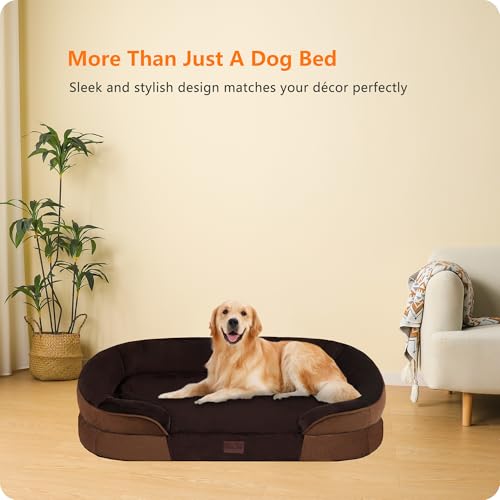 Orthopedic Waterproof Large Dog Bed Sofa (Large(42 x 31 x 6.5 inch) / Brown)
