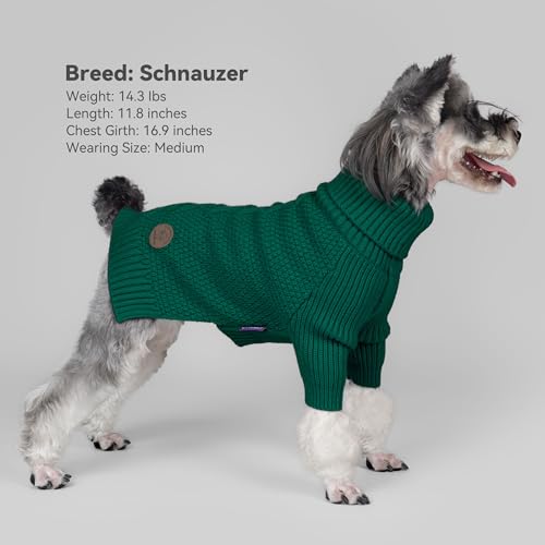 Dog Sweater Long Sleeve Warm Knit Sweaters for Small Dogs Boy Girl (Green / Large)