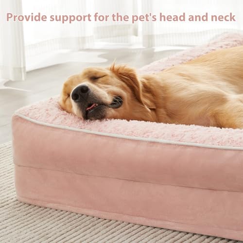 Orthopedic Washable Dog Bed (Pink / 48.0"l x 35.0"w x 7.5"th)