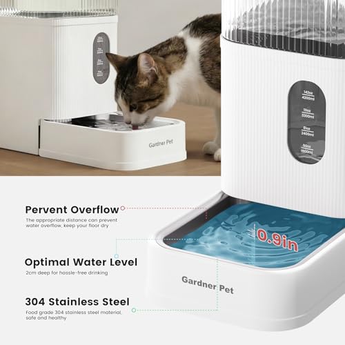 2.2 Gallon Automatic Dog Water Dispenser with Stainless Steel Bowl (White / 2.2 Gallon)