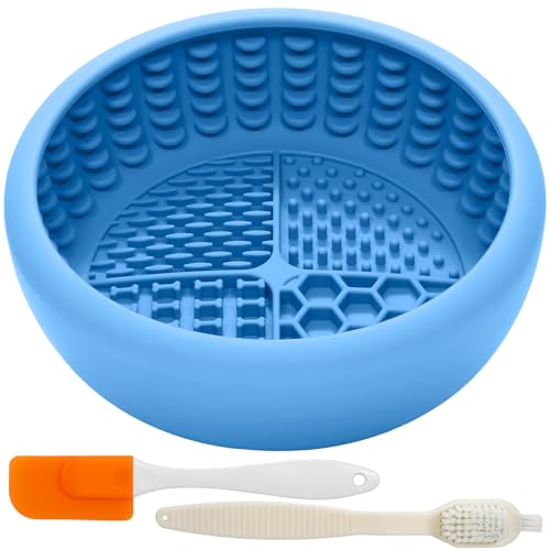 Dog Lick Bowl with Brush and Scraper (Light Blue / Small)
