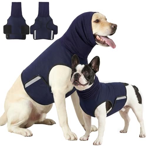 Dog Calming Hoodie Thunder Anxiety Relief Vest for Small Dogs (Deep Blue / XS(7-11lb))