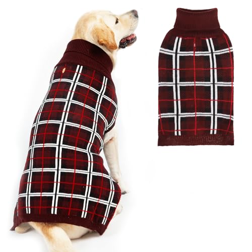Dog Christmas Sweaters for Large Medium Small Dogs (M/L - Chest 25", Back 18" / Deep Red)