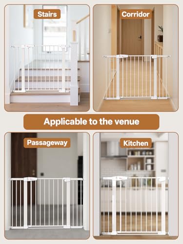 Baby Gate for Indoor Stairs & Doorways (White / 27.9-46.8")