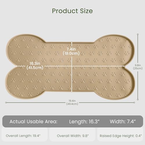 Dog Food Mat Anti (19.4" x 9.8" / Khaki)