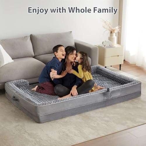 Orthopedic Washable Human Dog Bed for Adult & Dog Cozy Sleep (61.0"l X 43.0"w X 7.0"th / Grey)