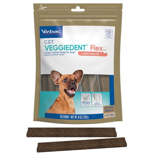 C.E.T. Veggiedent Fr3sh & Flex Plaque and Tartar Control Chew for Dogs (Extra Small Under 11lbs)