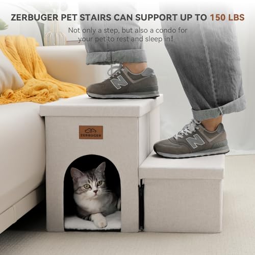 Dog Stairs with Storage (Beige With Condo / 2)