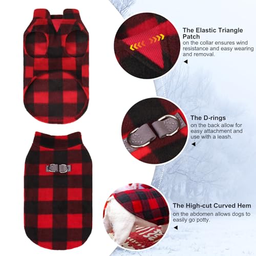 Small Dog Sweater Fleece Vest Winter Jacket (X-Large / RED BUFFALO PLAID)