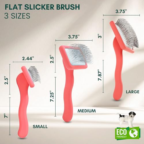 Slicker Brush for Dogs (Coral / Flat Large)