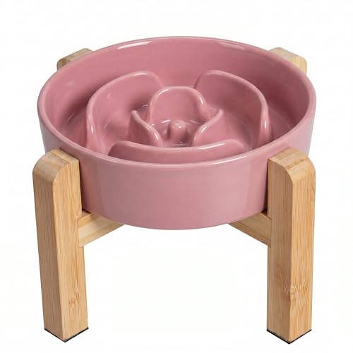 Elevated Slow Feeder Dog Bowl (Pink / 1.5 Cups)