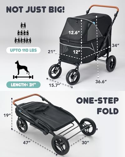 Pet Stroller for Large Dogs up to 110lbs