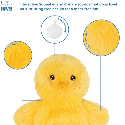 Interactive Squeaky Dog Toy (Crinkle Chicken (Yellow) / Large)
